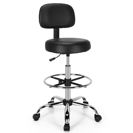 Gymax Swivel Drafting Chair Tall Office Chair w/ Adjustable Backrest