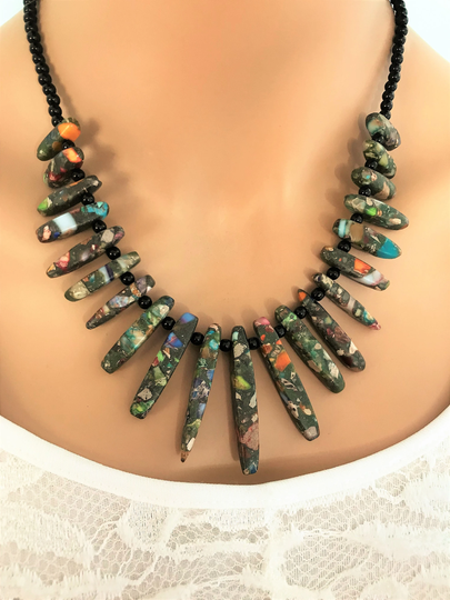 Colorful Beaded Necklace For Women, Short Necklaces, Handmade Jewelry Statement Necklace, Gift Women