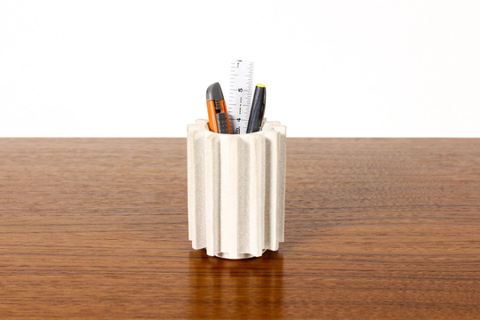 stoneware Ceramic Modernist Cog Tool/Pencil Holder White