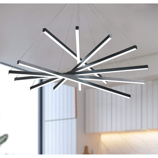 Modern Black 7-Light Smooth Line Design LED Pendant Light Fixture
