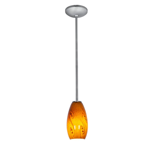 Access Lighting Janine 1 Light Brushed Steel Downrod Pendant