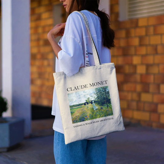 Taking A Walk Near Argenteuil Tote Bag -Aesthetic Tote Bag, Artsy Bag, Art Bag, Aesthetic Tote, Monet Bag, Monet Gift
