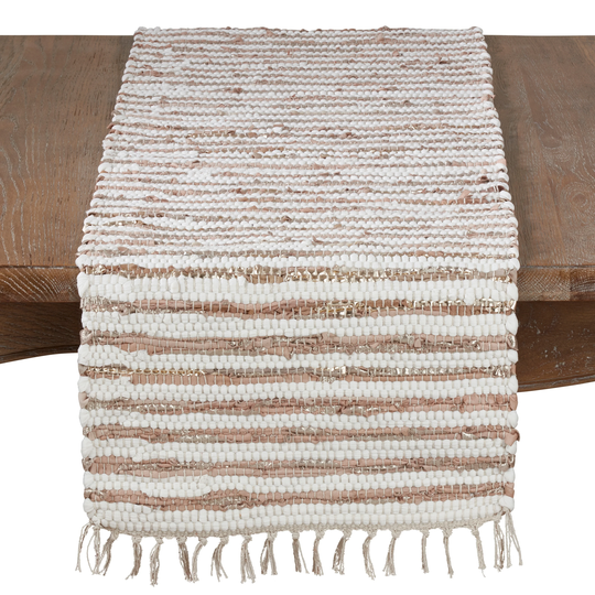 Leather and Cotton Woven Chindi Table Runner
