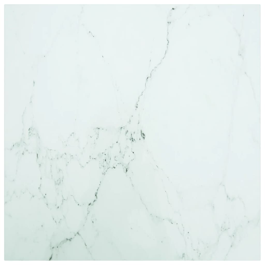 vidaXL Table Top White 27.6"x27.6" 0.2" Tempered Glass with Marble Design - 27.6" x 27.6"