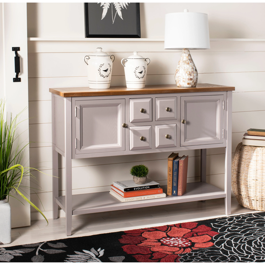 SAFAVIEH Charlotte Grey Storage Sideboard - 45.7" x 15" x 34"