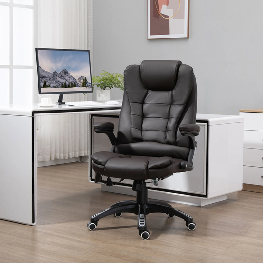 HomCom High-back Dark Brown Faux Leather Massage Office Chair