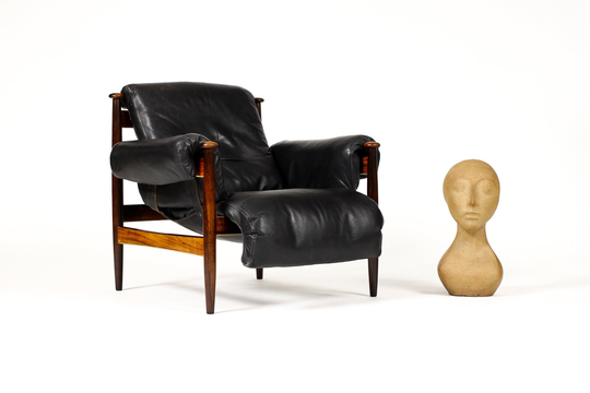 Danish Modern/Mid Century "Amiral' Lounge Chair Eric Merthen For Ire Möbel Ab Rosewood + Black Leather