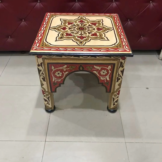 17'' Square Beige Wooden Coffee Table/ Moroccan Home, Boho Table, Berber Style, Designe, Decor, Home Decor