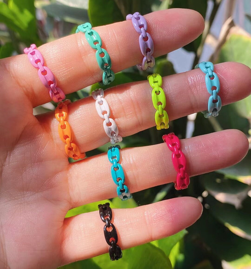 5Pcs, Colorful Enamel Rings Adjustable Couple Wedding Engagement Coffee Bean Ring Fashion Jewelry For Girls