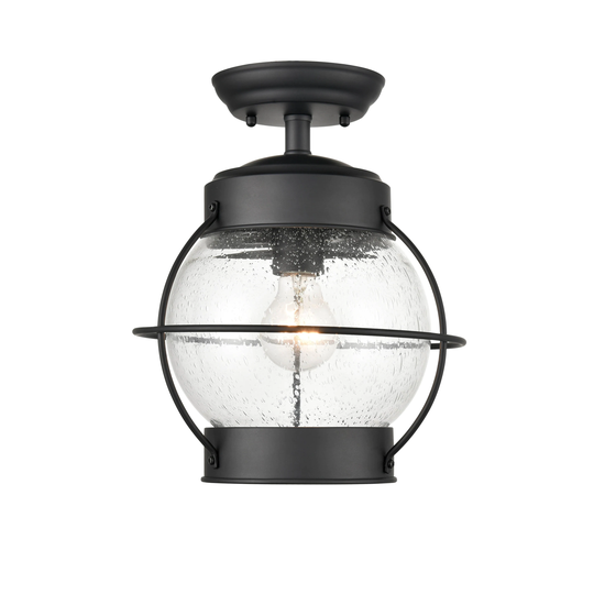 Millennium Lighting Aremelo 1 Light Outdoor Semi-Flush Mount Ceiling Fixture in Powder Coat Black