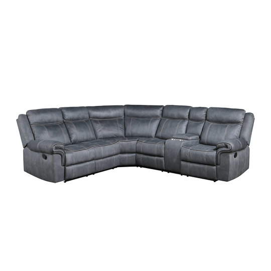 ACME Dollum Sectional Sofa in 2-Tone Gray Velvet