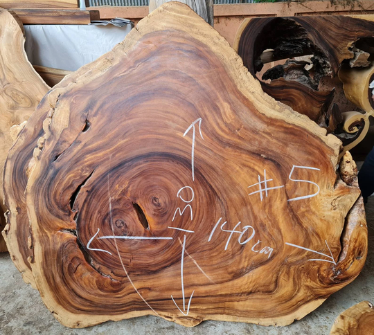Dining Or Coffee Table Round Live Edge Golden Acacia Wood Solid Cross Cut Slab 55" X 51" in Diameter Choice Legs | Available For Purchase