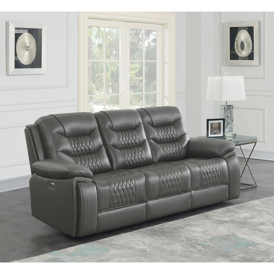 Flamenco Tufted Upholstered Power Sofa with Table