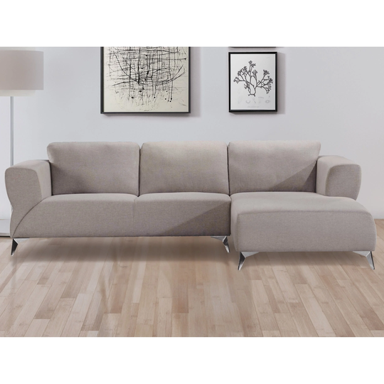 L-Shaped Contemporary Metal Leg Sand Fabric Sectional Sofa