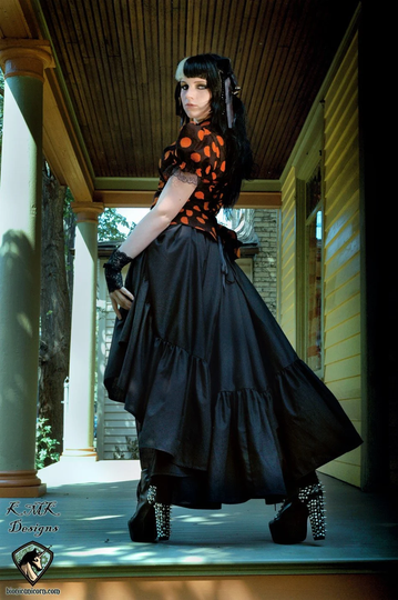 Steampunk Skirt Cotton Adult Halloween Costume Pirate Witch High Low Bustle Pulls "Ellis Style" Custom Petite To Plus Size
