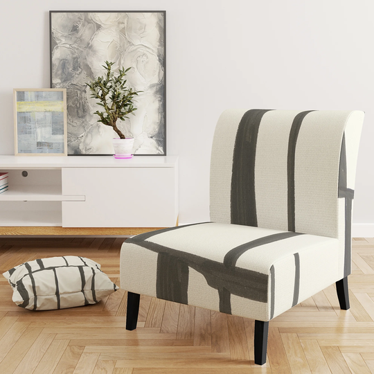 Designart 'Minimalist Black and White I' Upholstered Transitional Accent Chair