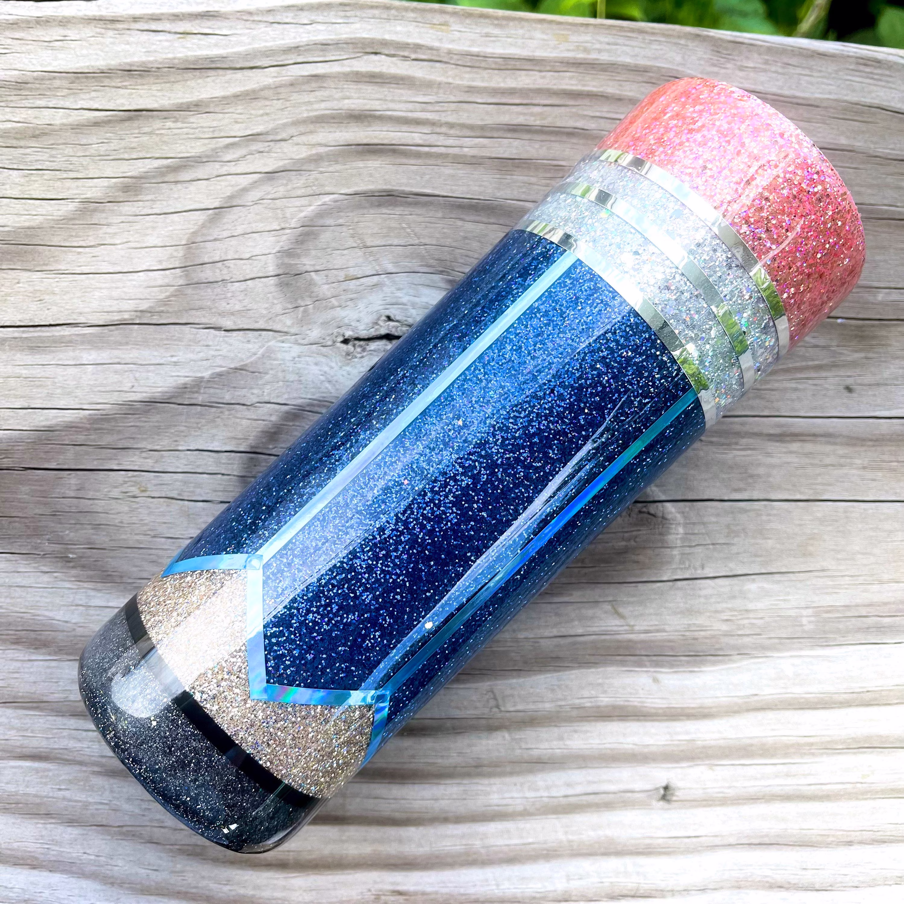 Navy Blue Pencil Glitter Tumbler | Teacher Appreciation