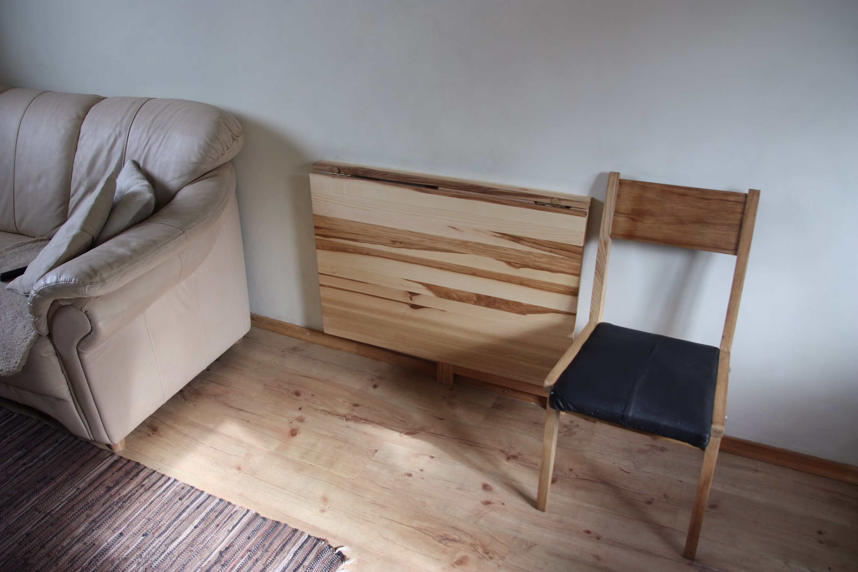 Wall Folding Table in Solid Ash Mounted Drop Leaf Dining Space Saving Furniture Fold Down Desk Warm Wood Fold