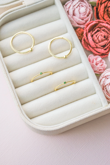 Emerald Ring, Green Gemstone Ring, Gemstone Ring, Emerald Gold Ring, Gold Stacking Ring, May Birthstone, Gold Filled, Minimalist Jewelry