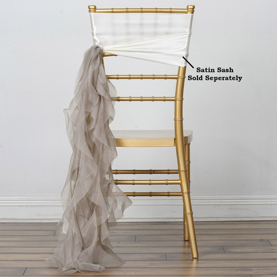 Set Of 6 Strands - Natural Chiffon Sash For Chair Decor, Wedding Sash, Chiavari Sashes