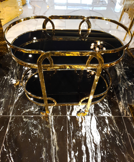 Titanium Gold Service Trolley, Stainless Steel Cart, Cart With Shelves, Room Restaurant