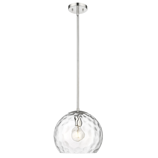 Mackenzie 1-light Polished Nickel Pendant w/ Rippled Water Glass