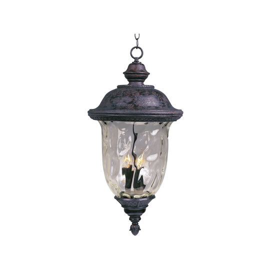 Maxim Bronze Die Cast Water Glass Shade Carriage House Dc 3-light Outdoor Hanging Lantern