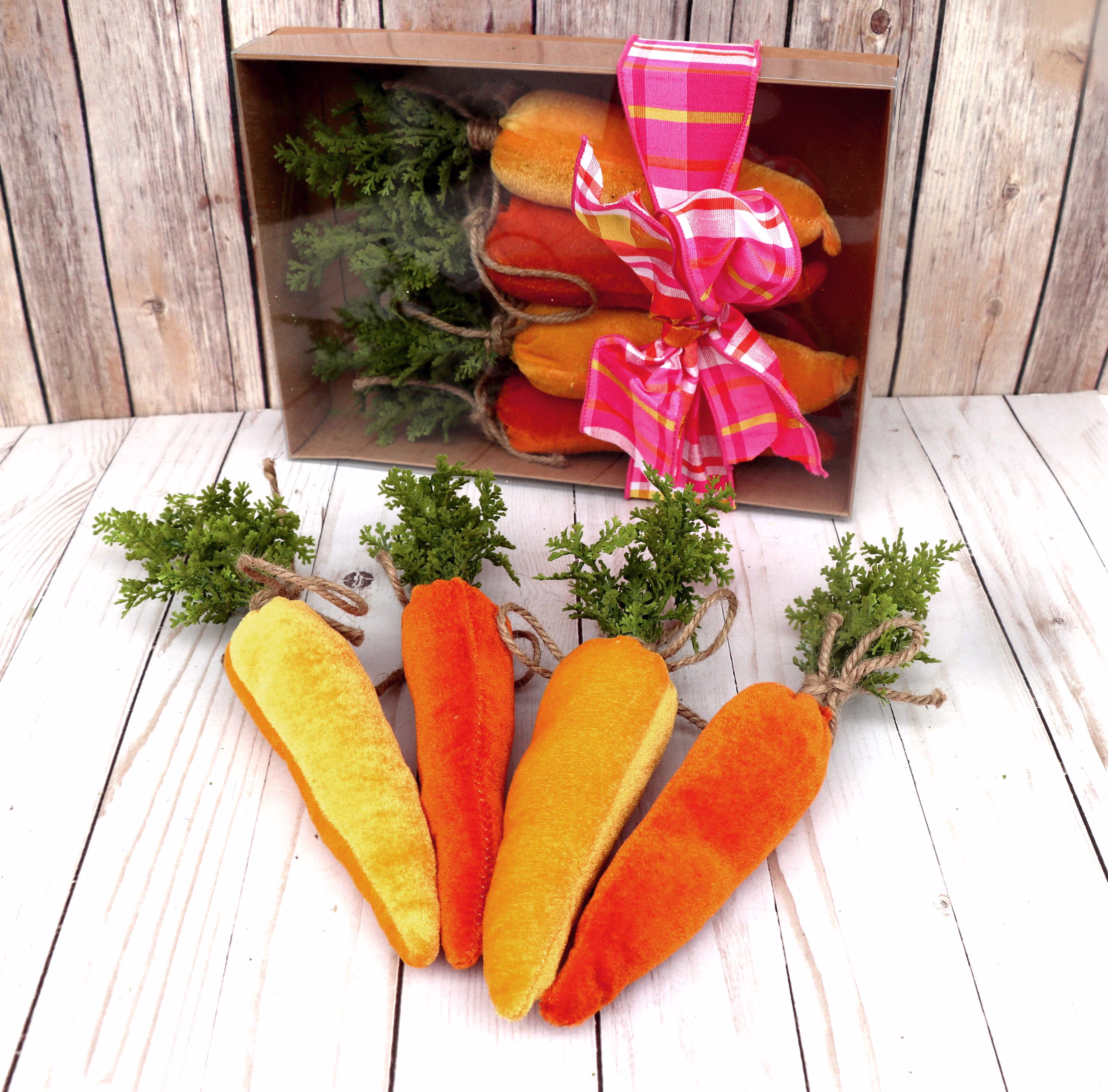 Velvet Carrots, Spring Table Decorations, Easter Bunny Table Decor, Home Accessories, Farmhouse Kitchen Tiered Tray Set
