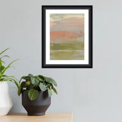 Borowski Coral And Olive Striations II By Jennifer Goldberger Framed Art Print