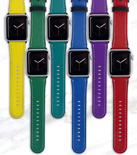 Solid Color Jewel Toned Faux Leather Band For Apple Watch 45mm 41mm 40mm 38mm 42mm 44mm 49mm Bright Ultra Series 8 7 6 5 4 Se Wb-Col