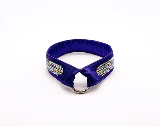 Silky Satin-Lined House Collar - Tag Holder Violet Prism Flat Dog Multiple Sizes Available