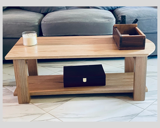 Natural Solid Oak Coffee Table| Handmade Minimalist Furniture| Small Curved Wooden Table For Living Room