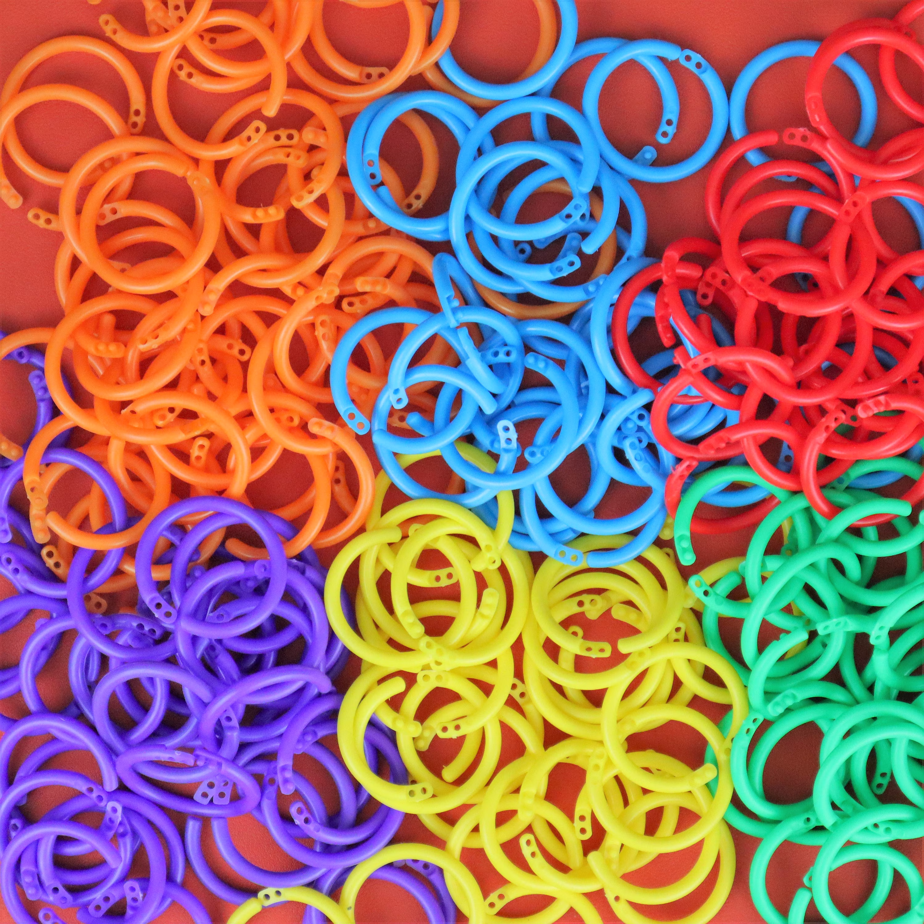 Colorful Plastic Binder Rings, 1 Inch Inner Diameter, Easy Open & Close, No Catch Books, Binders, Flashcards, Organize By Color