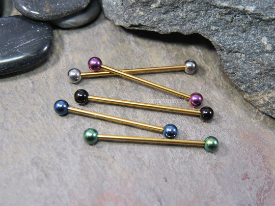 Gold Ip Mix Color Industrial Bar 14G 316L Stainless Surgical Steel Upper Ear Cartilage Barbell Piercing Jewelry Blue Green Purple Rose Black