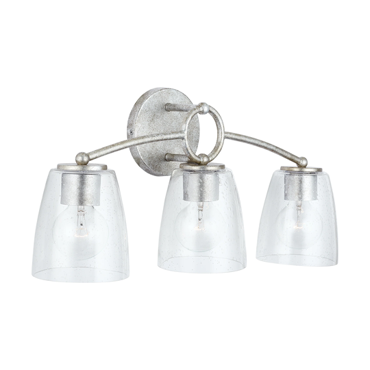 Oran 3-light Antique Silver Bath/ Vanity Fixture w/ Clear Seeded Glass