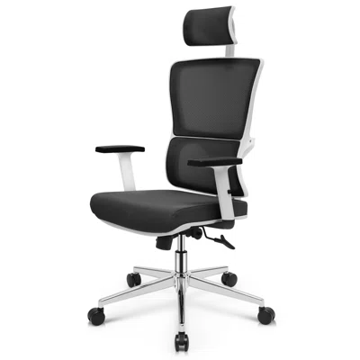 Ergonomic Office Chair, Adjustable High Back Swivel Conference Seat With Headrest & Armrest For Home