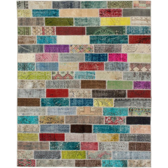 ECARPETGALLERY Hand-knotted Color Transition Patchwork Multi Wool Rug - 5'6 x 7'6