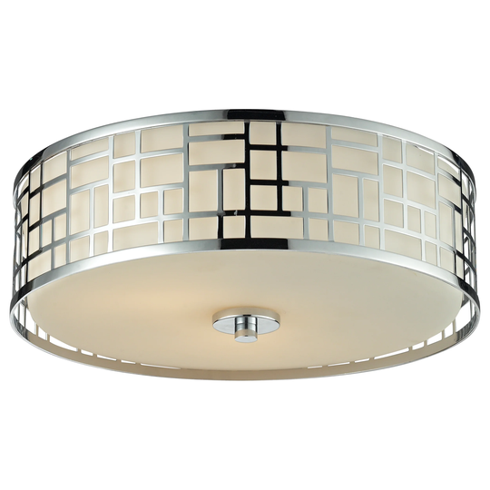 Avery Home Lighting Elea 3-light Flush Mount Chrome Ceiling Fixture with Matte Opal Glass