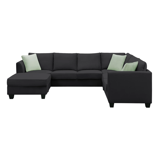 Sectional Sofa Couches Sets 7 Seats L Shape Fabric Sofa with 3 Pillows