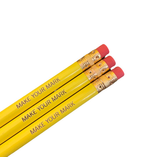 Make Your Mark Personalized Pencil Set 3 Pencils in Yellow. A Dent The Universe
