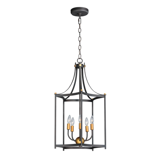 Wellington 5-light 18.25" Wide Steel Pendant - oil rubbed bronze / antique brass