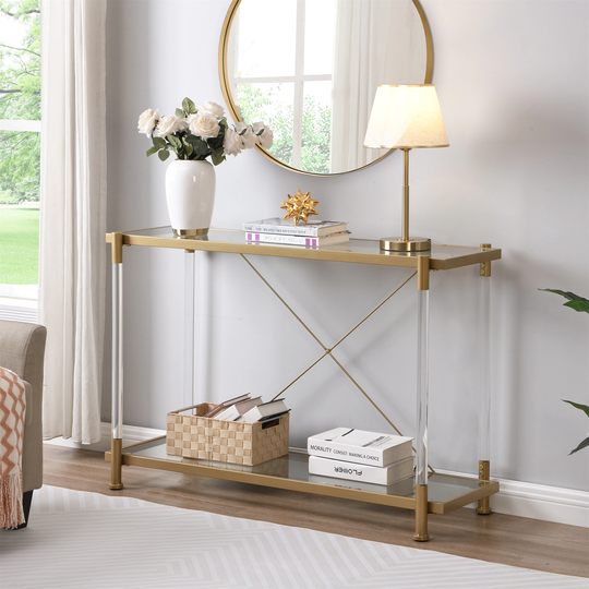 Golden Acrylic Glass Side Table Sofa Table Console Table