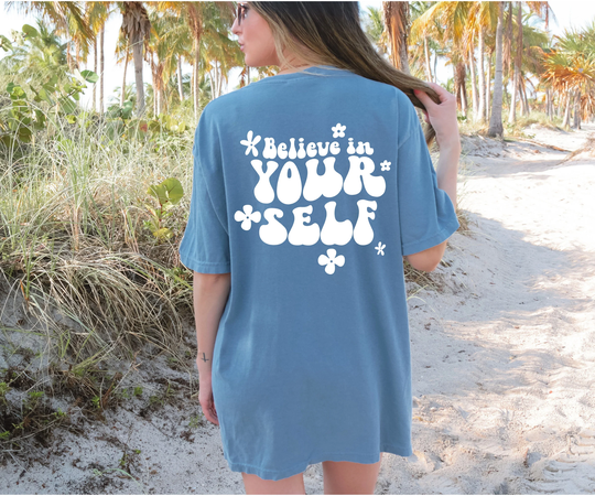 Smile Shirt, Comfort Colors, Believe in Yourself, Preppy Clothes, Vsco Girl, Aesthetic, Trendy Oversized Retro Tee, Aesthetic