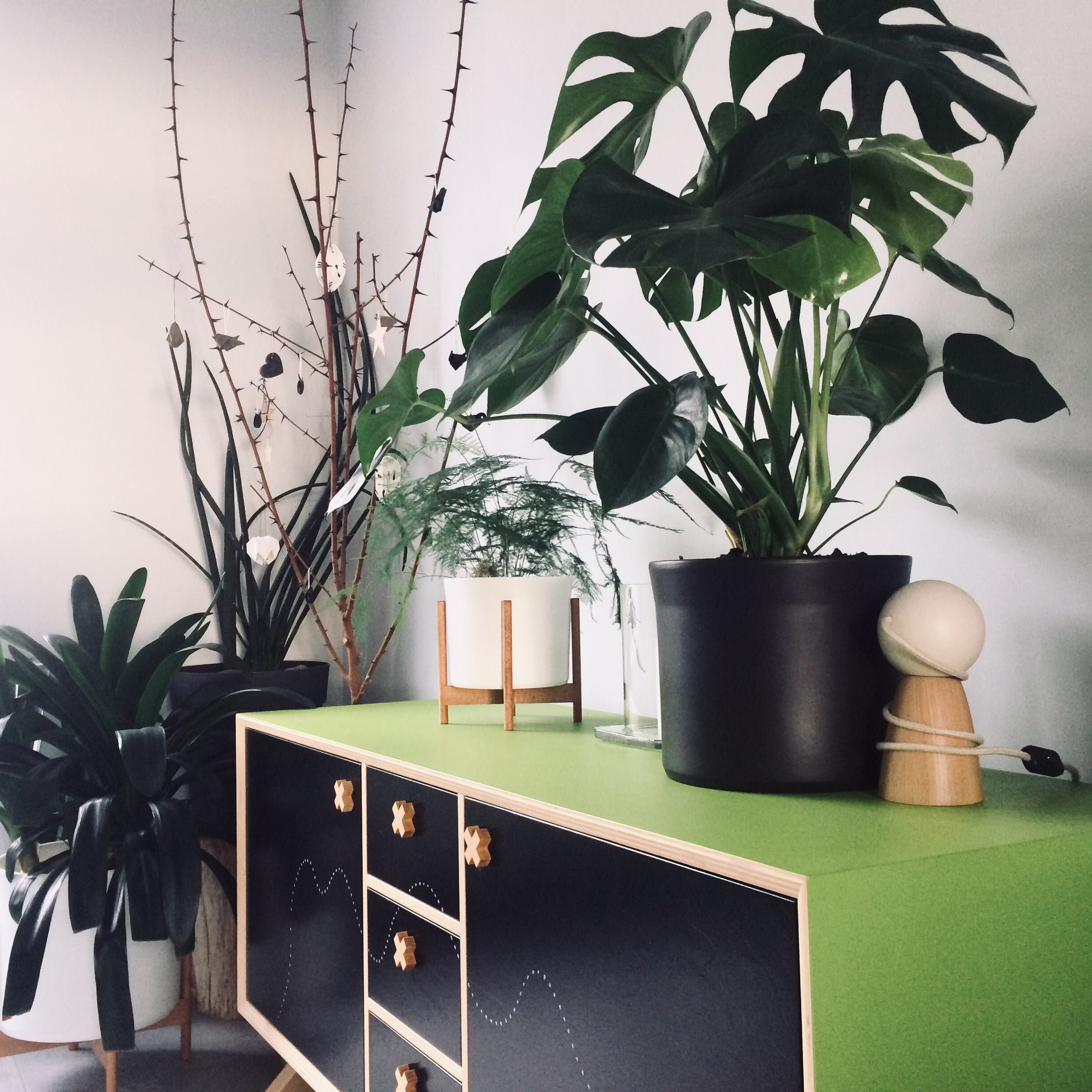Contemporary Look Storage Sideboard in Lacquered Plywood & Solid Ash Wood