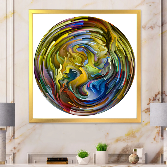 Designart 'Circle Colorful Liquid Color XII' Modern Framed Wall Decor