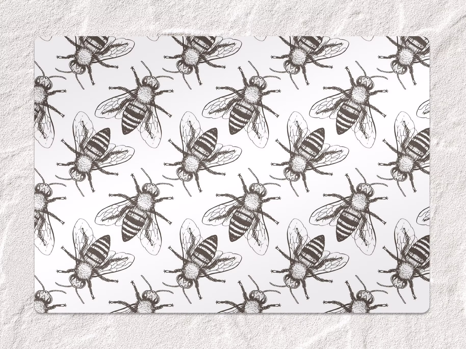 Bees Chair Mat, Brown Splat White Vinyl Floor Animals Protective Pad, Office Room Rug, Comfort Splash Mat