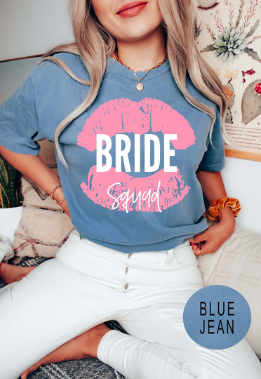Bride Comfort Colors Shirt, Retro Squad Vintage Bridesmaid Mrs Lips Shirt