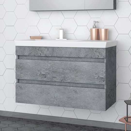 Rhea 32" Grey Wood Floating Vanity with Integrated Sink