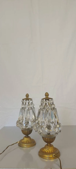 1 Of 2 Vintage Glass Table Bedside Lamp/Desk Set Mid Century Modern 60S Retro Light