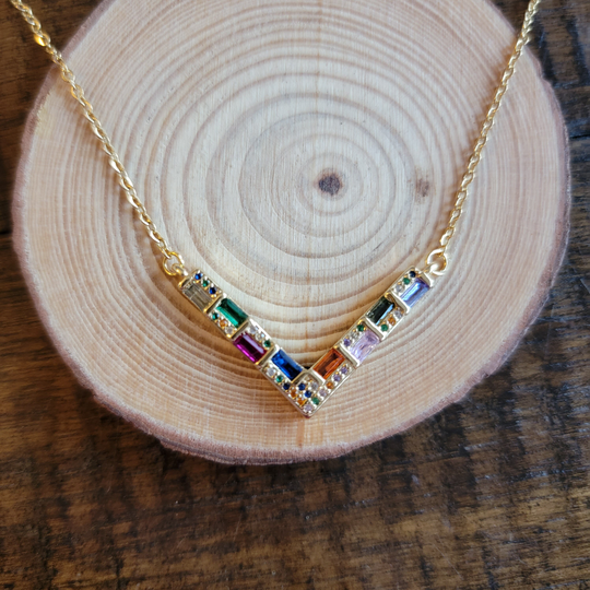 Cubic Zirconia Colorful Dainty Necklace
